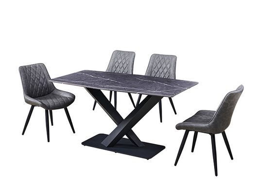大理石の上が付いている灰色150x80x77cm 6 Seaterのダイニング テーブル