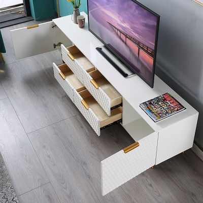 居間の中心のテーブルおよびTVのキャビネットの大理石の鉄の贅沢で長い形