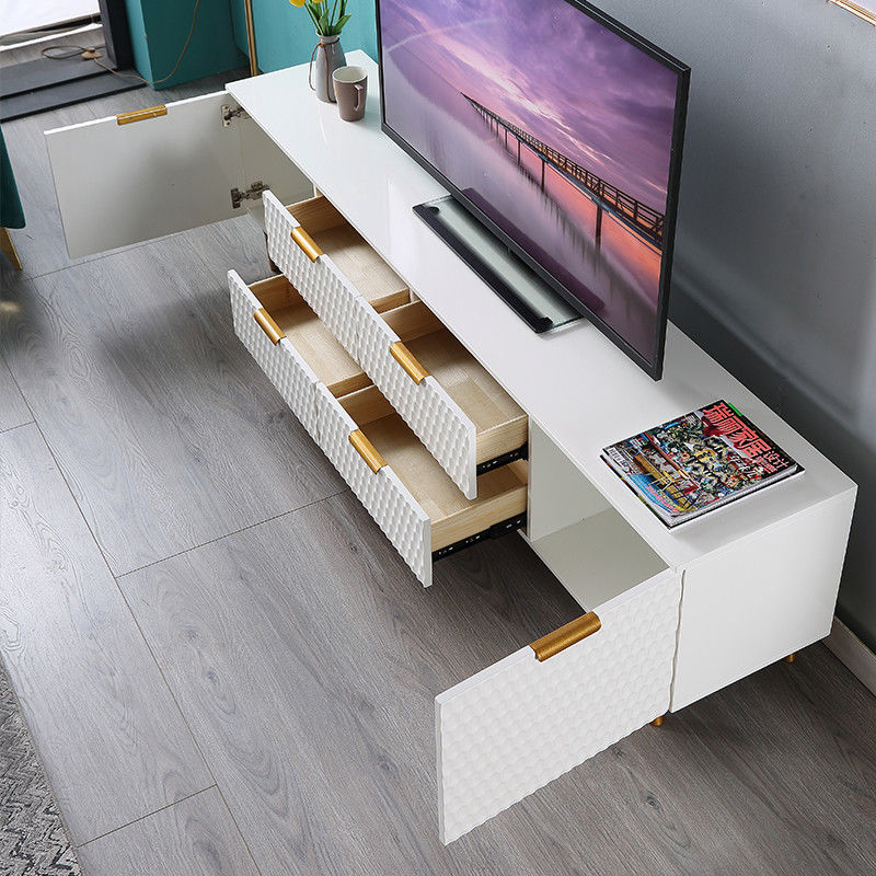 居間の中心のテーブルおよびTVのキャビネットの大理石の鉄の贅沢で長い形